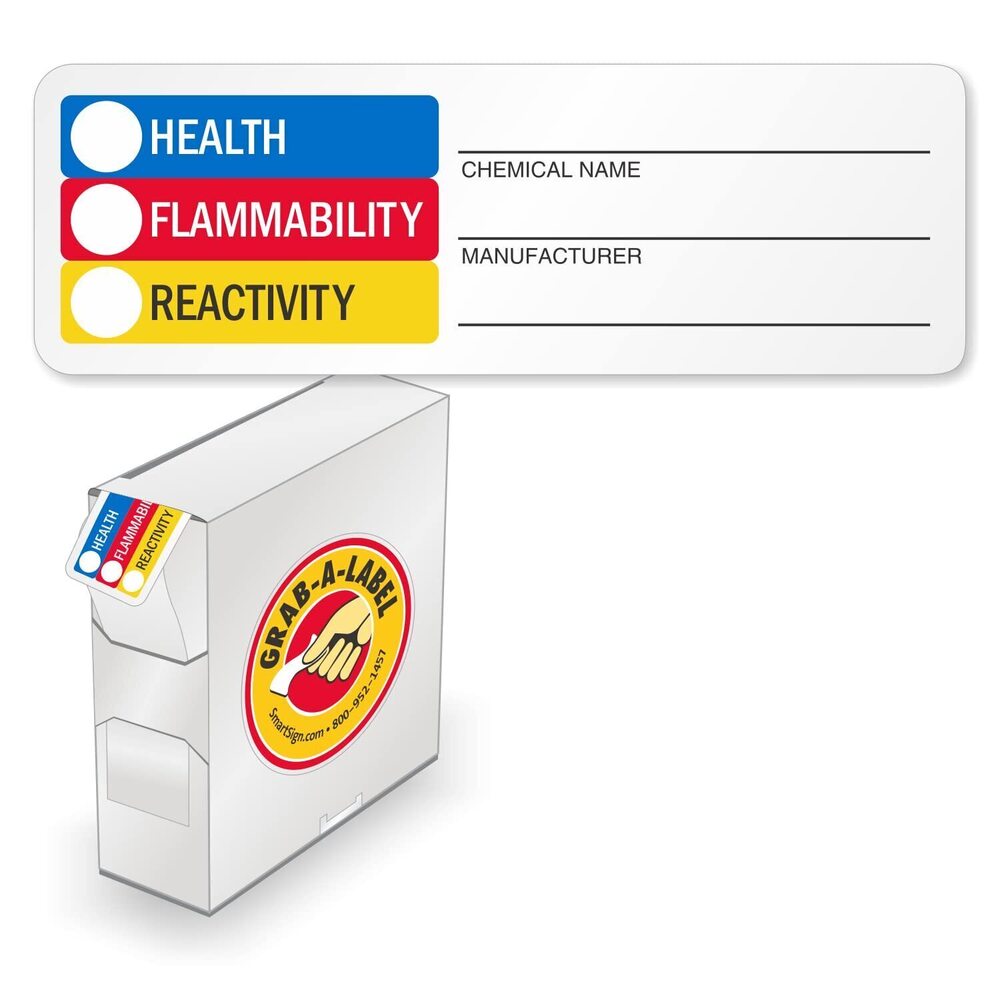 6221 Pack of 500 RTK HMIG/HMIS Labels in Dispenser Box - Add Ratings